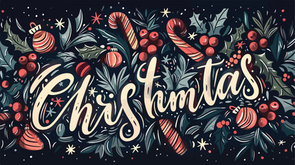 Merry christmas hand drawn lettering vector illustration