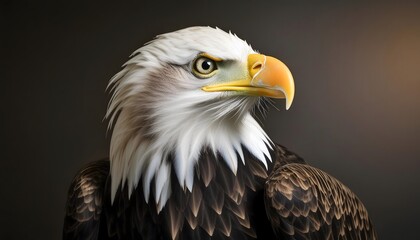 Obraz premium Bald eagle head on dark background