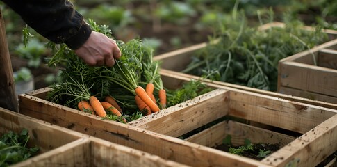 Farmer is harvesting fresh carrots from their garden