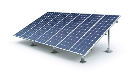 Large solar panel on a stand, isolated on a white background