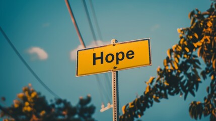 Vibrant Yellow Hope Symbol on Sign AI Generated
