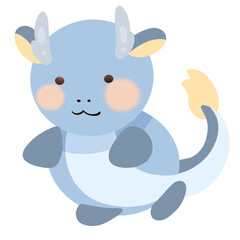 A clip art of a blue cartoon dragon