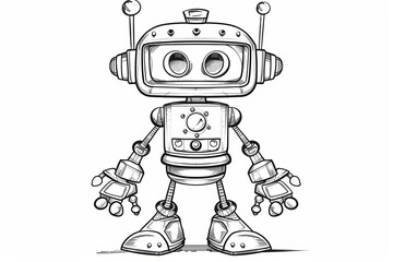 Cute robot sketch for children's coloring book illustration - 796487074
