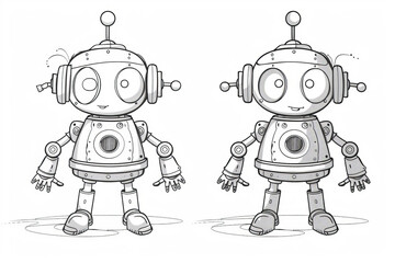 Cute robot line art for kids coloring book and activities - 796487077