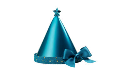 The Celestial Blue Conical Crown. On a White or Clear Surface PNG Transparent Background.