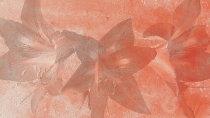 The lilies, which reveal their beauty with the arrival of spring, are engraved on the stone texture...