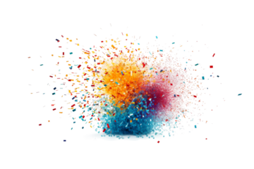 A Symphony of Color: Vibrant Confetti Explosion. On a White or Clear Surface PNG Transparent Background.