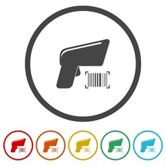 Market bar code scanner icon. Set icons in color circle buttons - obrazy, fototapety, plakaty