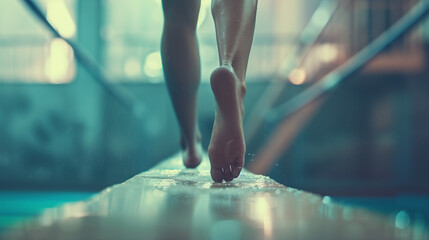 Olympic Gymnastics Routine: Graceful Performance by a Talented Gymnast. Generative AI.