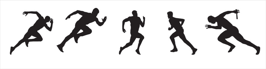 Fototapeta na wymiar Set of running athletes silhouettes. Vector illustration.
