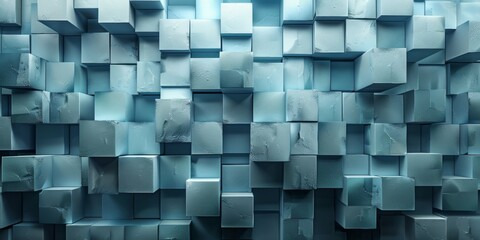 A wall of blue cubes with a white border