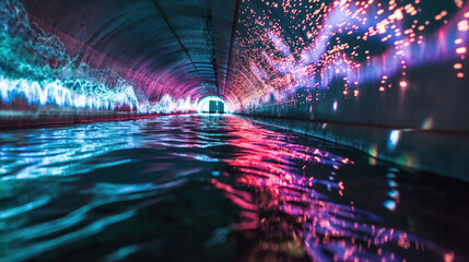 Obraz premium Presentable background for design, text, information placement, slogans and logos. Template, panel.Texture with visual lighting effects and dynamic abstractions of lights and neon random lines.