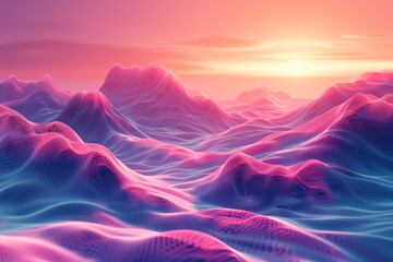 Abstract vaporwave, clouds and glow background, 3d illustration