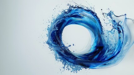 Refreshing Splash: Blue Water Swirl Cut Out on White Background - Aquatic Energy, Backdrop Style - obrazy, fototapety, plakaty