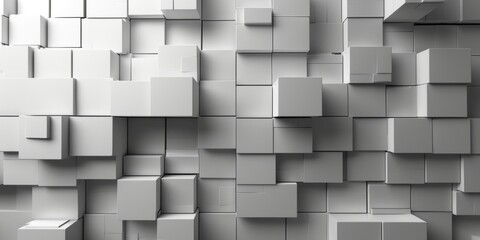A wall made of white blocks with a gray background