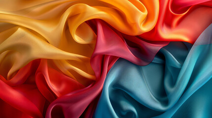 Texture of folded color fabric closeup