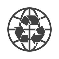 Planet recycling icon on white background