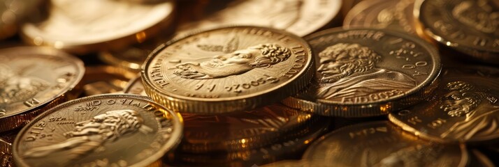 Each gold coin carries the craftsmanship of its minting, reflecting both artistry and monetary value, business concept