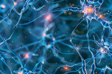 An image representing brain function. Neurons and synapses are depicted.
