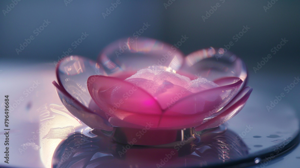 Poster a delicate aerogel sensor resembling a translucent flower petal that detects changes in temperature 