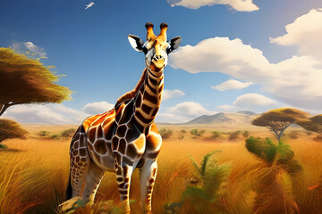 in the african grasslands
Giraffe eating grass Generatve Ai