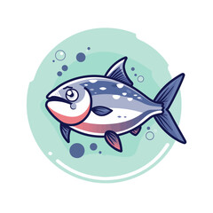 Fish icon. Vector illustration of a cartoon fish on a white background.