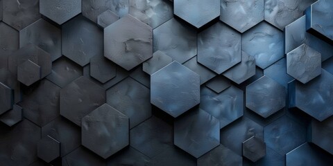 A blue background with a pattern of hexagons