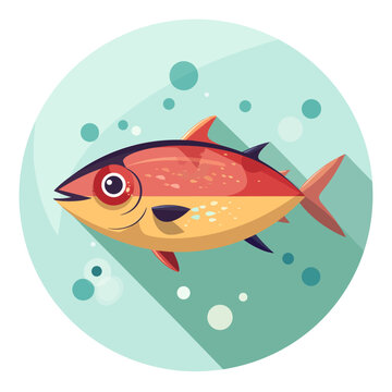 recommend clip art: Cute cartoon fish. Vector illustration in a flat style on a white background.