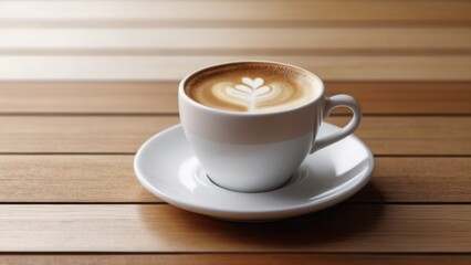 Obraz premium cup of coffee on wooden table