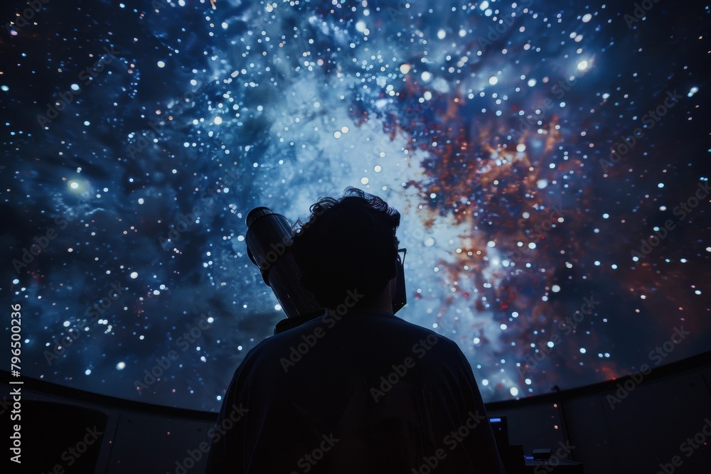 Poster the image captures the awe-inspiring moment of a person witnessing a cosmic explosion through a high