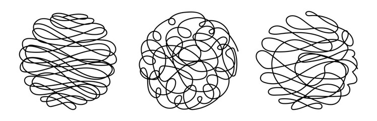 A set of confusing thoughts. Vector. Doodle. Black.