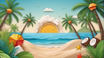 Fototapeta na wymiar The word hello summer holiday beach summer celebration, Generative Ai