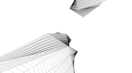 abstract buildings, architectural drawing 3d