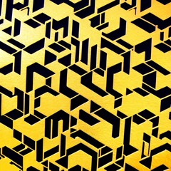 Sheet of kraft paper with geometric patterns luxury gold and black