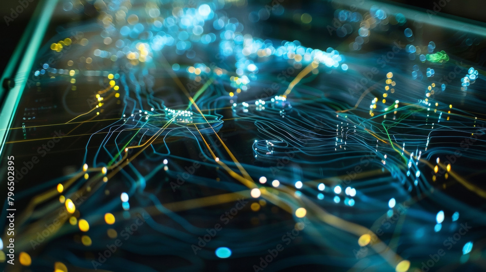 Poster a detailed look at the intricate network of wires and connections behind the smart glass panel. this