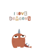 Cute dinosaur, boho concept. Template for banner, poster, notepad, printing. Vector illustration in flat modern style.