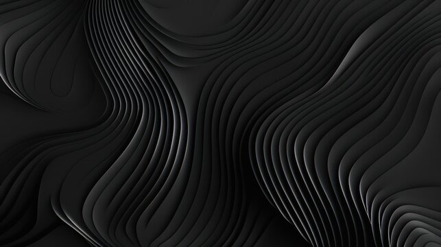 Dark black glossy carbon fiber background wave flowy