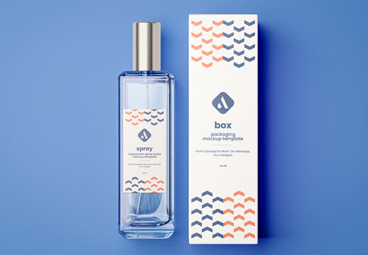 Spray Bottle with Box Mockup