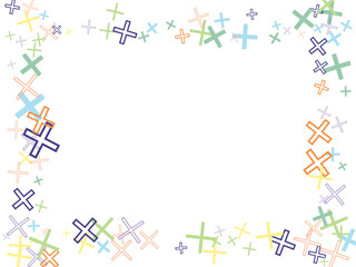 Colorful christian cross isolated vector illustration. Reject cross symbols are scattered into cycle mosaic structure.