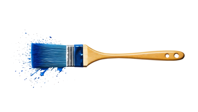 Vivid brushstroke of blue paint, hand-painted with texture and detail. Isolated on transparent background for easy use in creative projects.