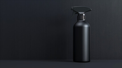 Black spray bottle on a black background
