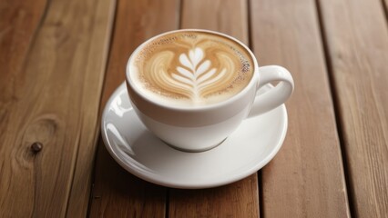 cup of coffee on wooden table