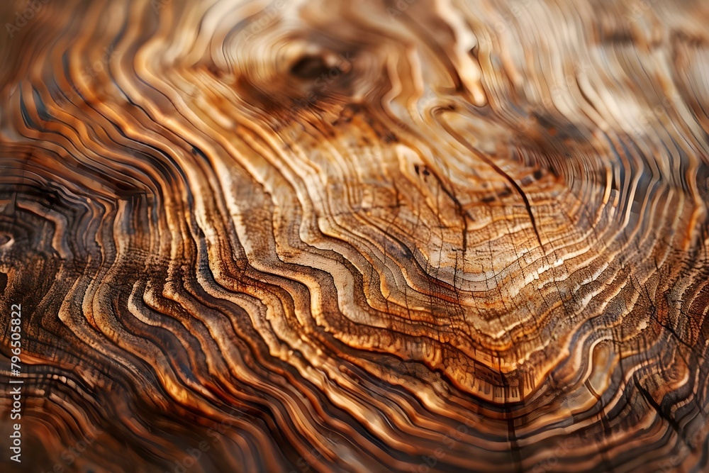 Poster capturing intricate details and depth of textured wood grain through a macro lens. concept macro pho