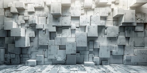 A wall made of white blocks with a grey background