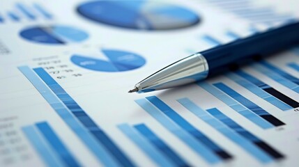 Financial Charts and Graphs with Ballpoint Pen