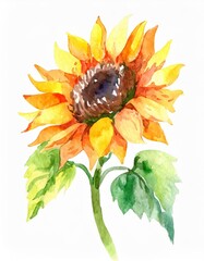 Namalowany słonecznik ilustracja