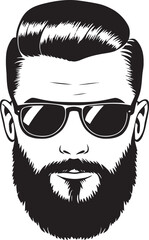 A vintage-style drawing of a man with a full beard and wearing sunglasses
