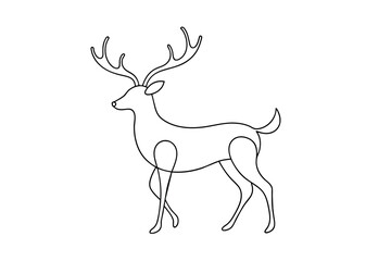 Continuous line drawing Reindeer isolated on white background. Vector illustration design