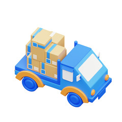 3d illustration blue pick up by car delivery