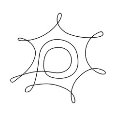 Illustration of the sun, continuous line. Rest. Vacation. Vector.